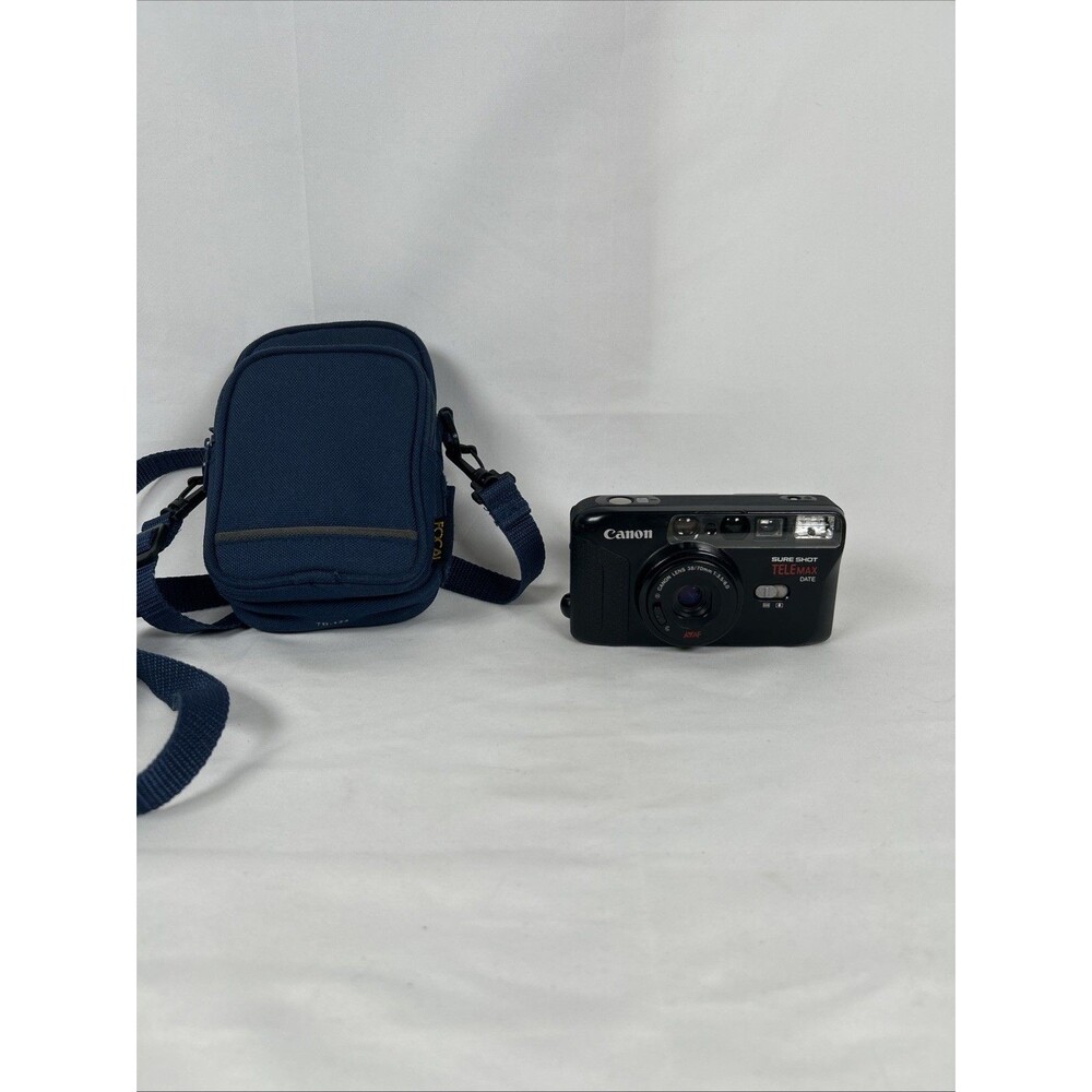 Canon Sure Shot Telemax Date 35mm Point & Shoot Film Camera w/ Carry Bag WORKING